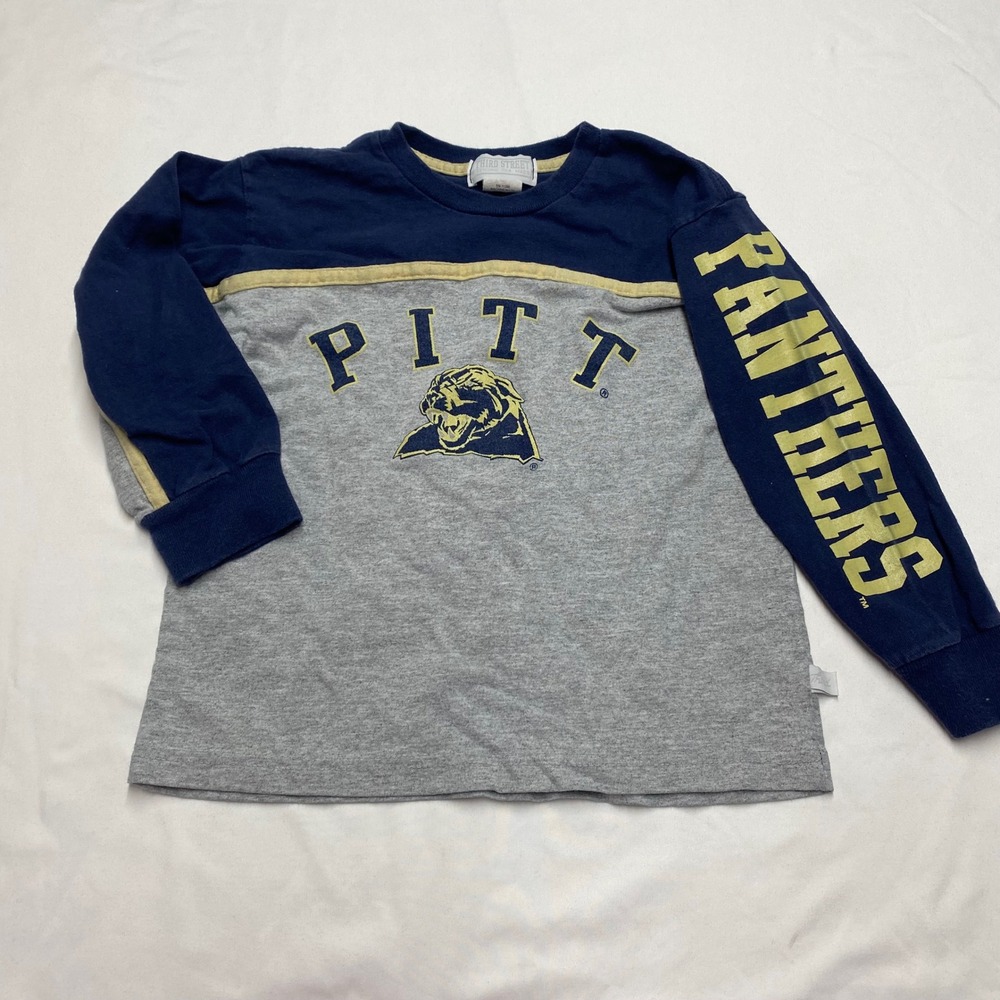 Third Street Pitt Panthers Long Sleeve T-Shirt Youth YXS 5 Gray Navy Blue USA
